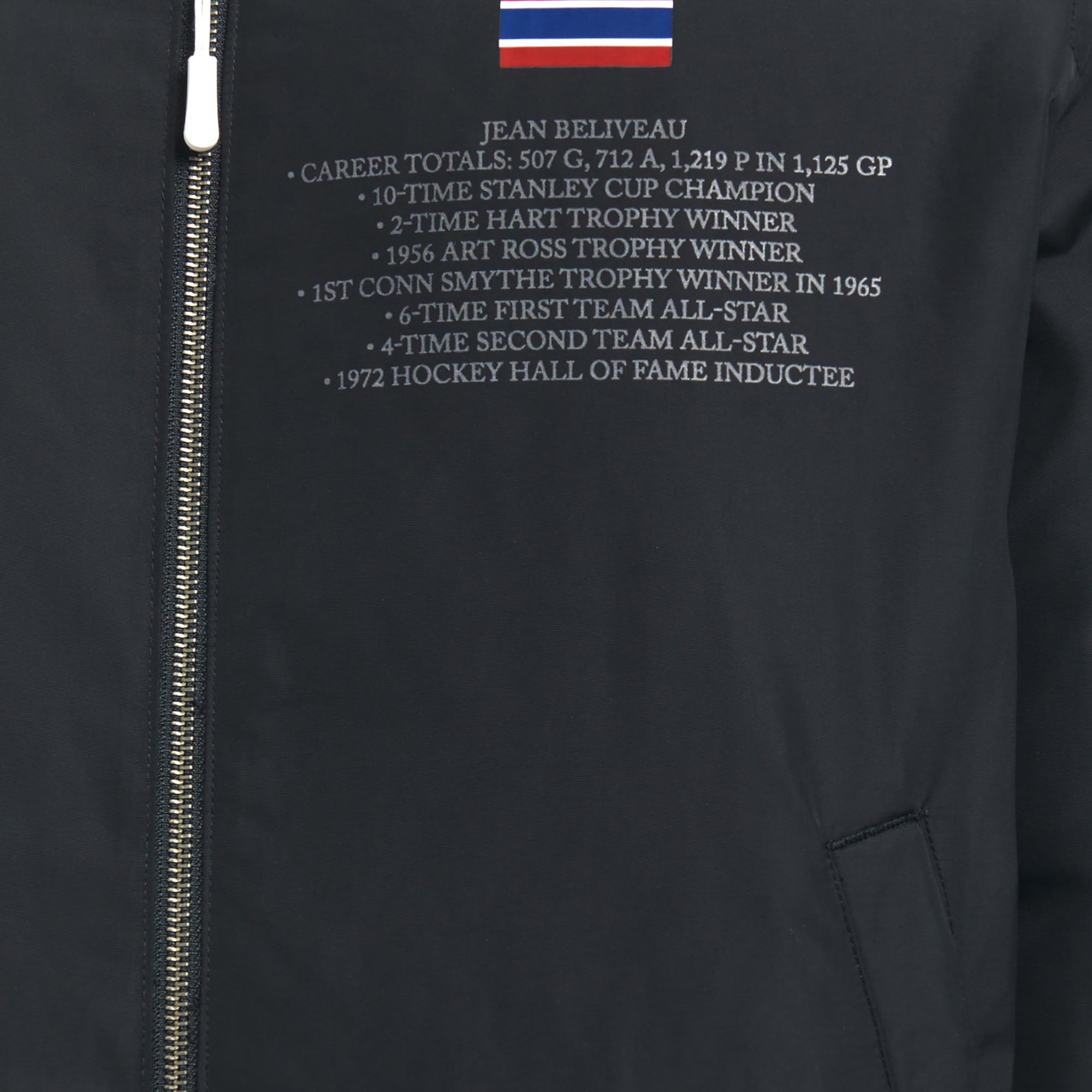Veste bomber réversible à fermeture éclair intégrale FE Jean Beliveau rouge/noir pour homme, des Canadiens de Montréal